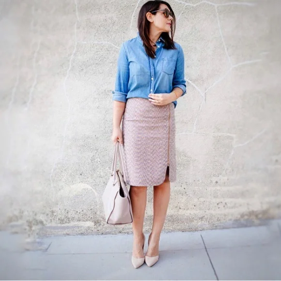 Zip up Pencil Tweed Skirt